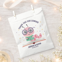 Bolsa De Papel Tema del gusano de biblioteca rosado