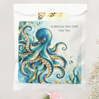 Bolsa De Papel Tema del Océano | Pulpo | Fiesta de Cumpleaños