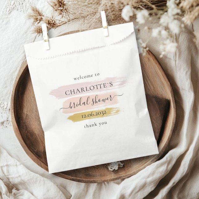 Bolsa De Papel Tendencias, Moderno, Despedida de Soltera (Personalized Trendy, Modern, Bridal Shower Favor Bag)