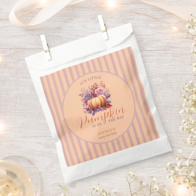 Bolsa De Papel Tender Peach Little Pumpkin Baby Shower (Cortado)