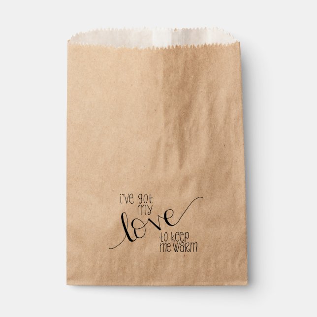 Bolsa De Papel Tengo mi amor para mantenerme cálida boda de invie (Anverso)