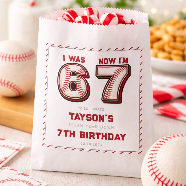 Bolsa De Papel Tenía 6, Ahora Tengo 7 – Cumpleaños de Béisbol 7 (I Was 6, Now I’m 7 – Baseball 7th Birthday Favor Bag
)