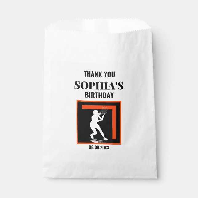 Bolsa De Papel Tennis Birthday, Tennis Girl Player  (Anverso)