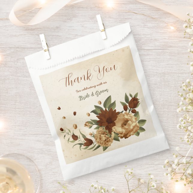 Bolsa De Papel terracota rústica boda de vegetación floral (Cortado)