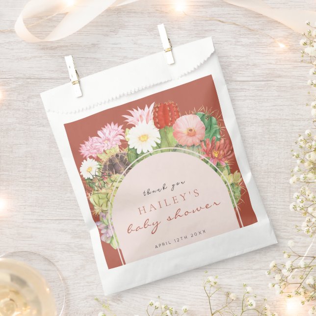 Bolsa De Papel Terracotta Boho Bloom Cactus Baby Shower (Cortado)