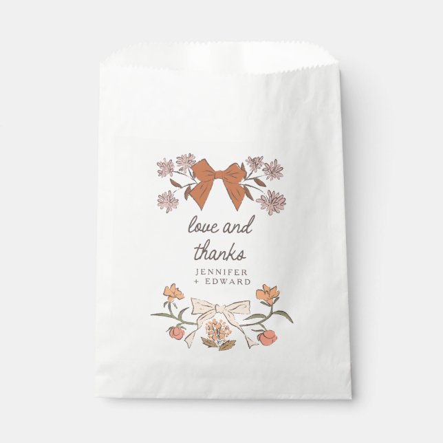 Bolsa De Papel Terracotta Bows and Blossoms Boho Boda (Anverso)