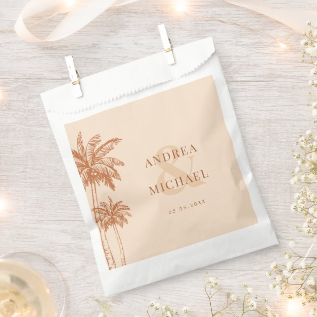Bolsa De Papel Terracotta Palm Trees & Ampersand Beach Wedding (Cortado)