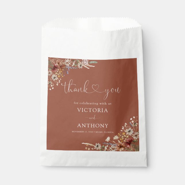Bolsa De Papel Terracotta Tiny Wildflower Bridal Shower Favag (Anverso)