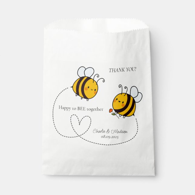 Bolsa De Papel Texto personalizado Abejas de amor feliz (Anverso)