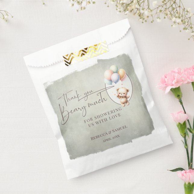 Bolsa De Papel Thank You Beary Much, Bearly Wait Baby Shower (Sellado)