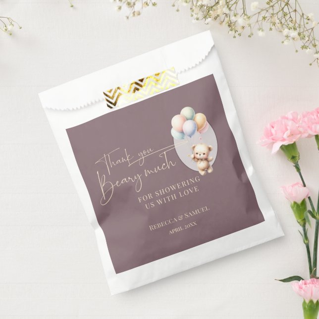 Bolsa De Papel Thank You Beary Much, Bearly Wait Baby Shower (Sellado)