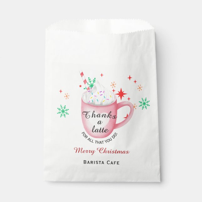 Bolsa De Papel Thanks a latte Christmas coffee shop logo (Anverso)
