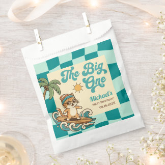 Bolsa De Papel The Big One Surfer Cat Retro Summer 1st Birthday 
