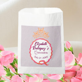 Bolsa De Papel Tiara Corona Mariposas Mis Quince