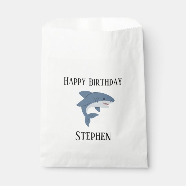 Bolsa De Papel Tiburón azul lindo personalizado (Anverso)