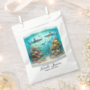 Bolsa De Papel Tiburones y peces Acuarela acuática Acuario Boda