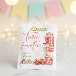 Bolsa De Papel Tiempo cuatro té, cuarto cumpleaños para los niños