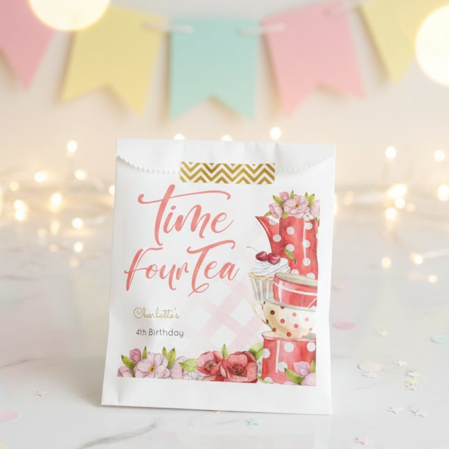 Bolsa De Papel Tiempo cuatro té, cuarto cumpleaños para los niños (Subido por el creador)