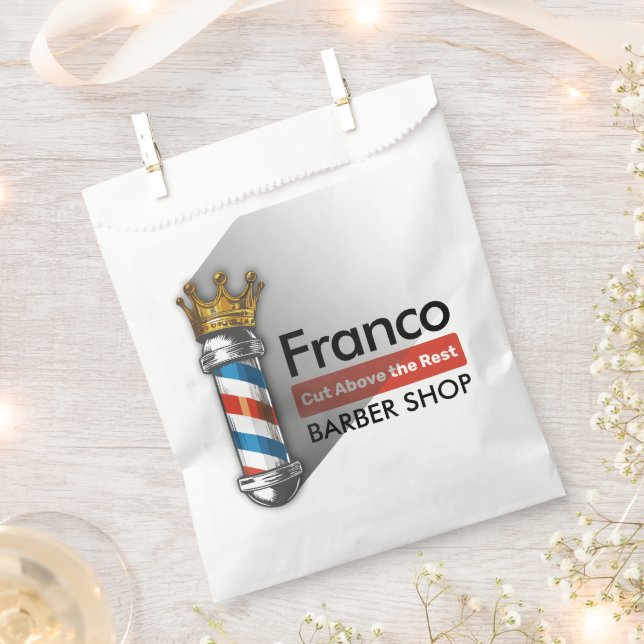 Bolsa De Papel Tienda de peinados de barbería Rey Corona Barber P (Cortado)