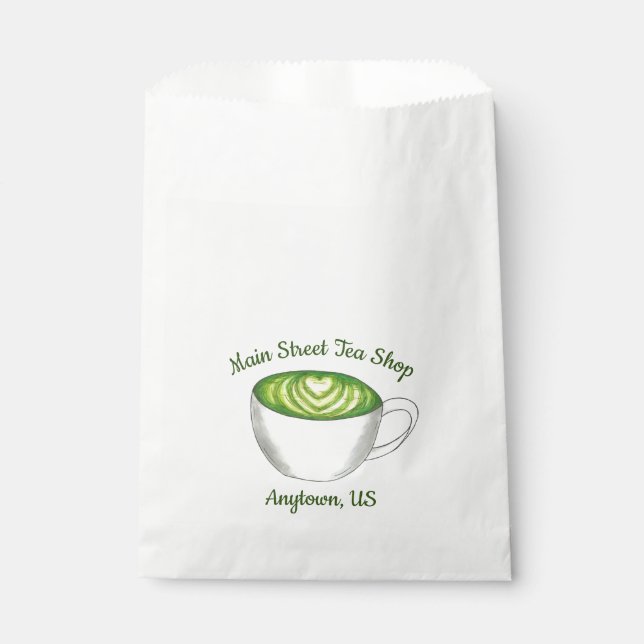 Bolsa De Papel Tienda de té personalizada Matcha Latte verde japo (Anverso)