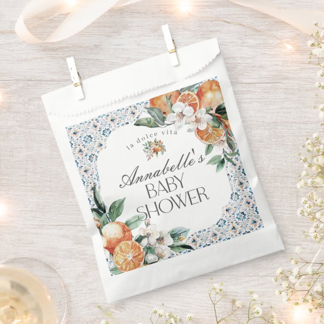 Bolsa De Papel Tile Citrus Toscana Postre griega Baby Shower (Cortado)