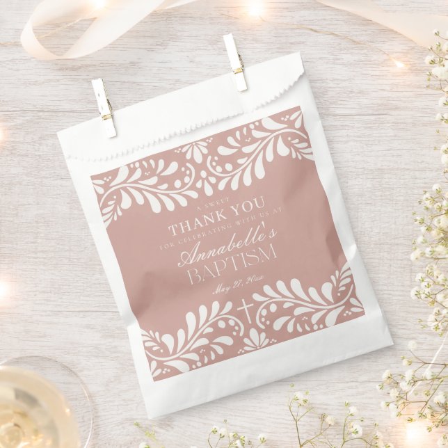 Bolsa De Papel Tile rosa Talavera Tile Español Fiesta Baptism Des (Cortado)