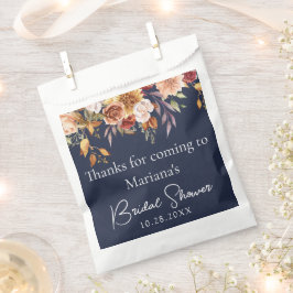 Bolsa De Papel Tinte Azul Otoño Floral Despedida de Soltera 