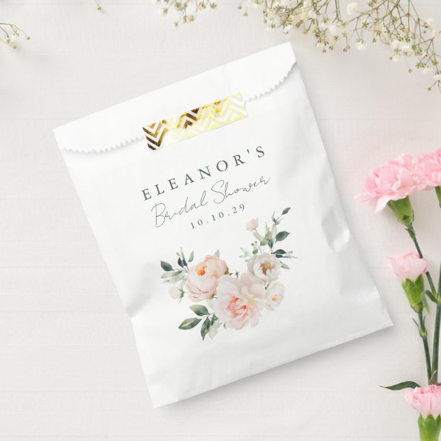 Bolsa De Papel Tinte de Melocotón Floral Acuarela Rosa Regadera d (Sellado)