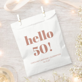 Bolsa De Papel Tipografía audaz Terracota Moderno 50 cumpleaños