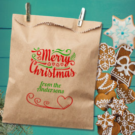 Bolsa De Papel Tipografía de Navidades rojos y verdes Kraft Bag