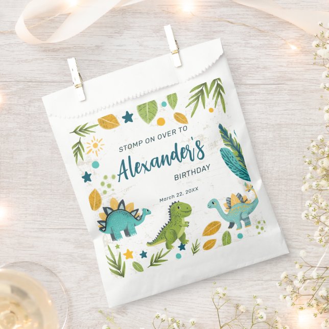 Bolsa De Papel Tirannosauro Jurásico Fiesta Dinosaurio Cumpleaños (Cortado)