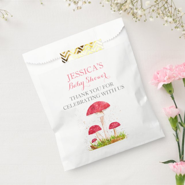 Bolsa De Papel Toadstool Mushroom Watercolor Cute Baby Shower (Sellado)