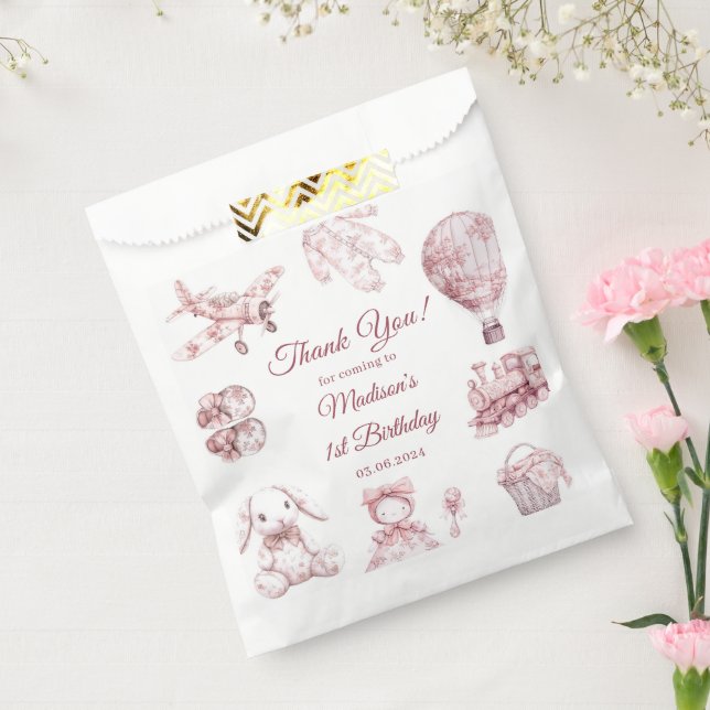 Bolsa De Papel Toile De Jouy Blue Birthday Party  (Sellado)