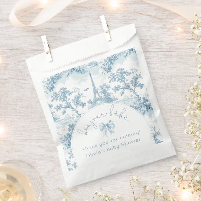 Bolsa De Papel Toile de Jouy Bonjour Bebe París Gracias (Cortado)