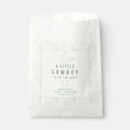 Bolsa De Papel Toile de Jouy Green Cowboy Baby Shower Occidental