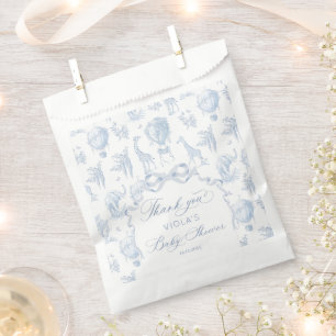 Bolsa De Papel Toile de Jouy Safari Animales Blue Baby Ducha
