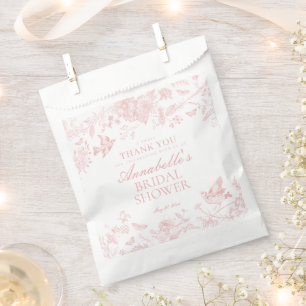 Bolsa De Papel Toile Rosa De Jouy Postre de ducha de novia floral