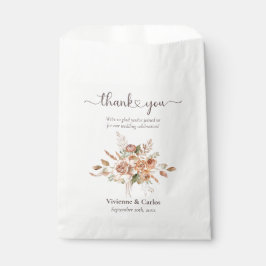 Bolsa De Papel Tono de Tierra Ligero Floral Agradecimiento Rústic