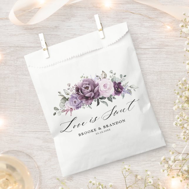 Bolsa De Papel Tonos de violeta morada agitada florece Boda morad (Cortado)