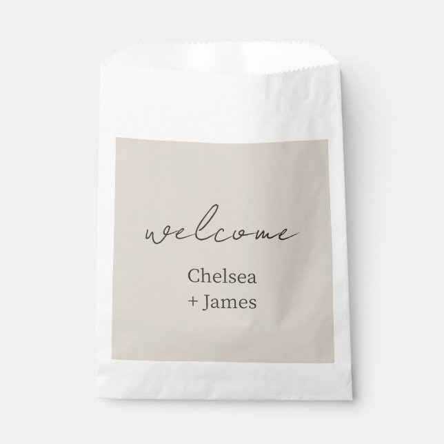 Bolsa De Papel Topo | Boda de bienvenida de script de moda (Anverso)