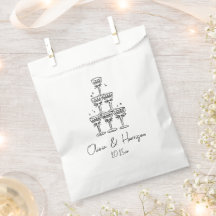 Torre de champán Doodle nombre personalizado boda