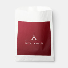 Bolsa De Papel Torre Eiffel de Navidad Francesa Roja y Plata
