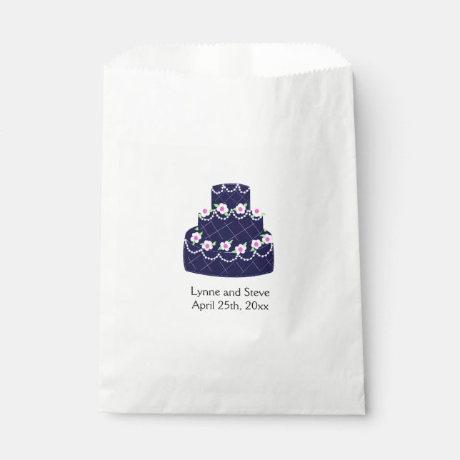 Bolsa De Papel Torta de boda azul marino (Anverso)
