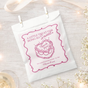 Bolsa De Papel Torta de Cereza Coqueta de Corazón Rosa para Despe