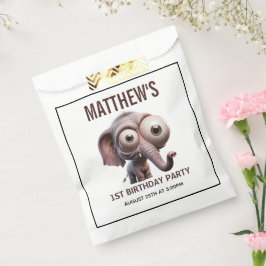 Bolsa De Papel Torta de cumpleaños de elefante loco lindo Tema 1e