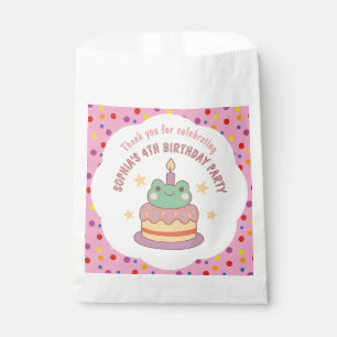 Bolsa De Papel Torta de Cumpleaños Personalizada de Rana Kawaii
