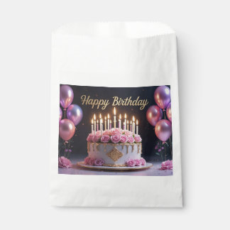 Bolsa De Papel Torta de cumpleaños rosa lujosa elegante extravaga
