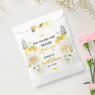 Bolsa De Papel Torta Principal Elegante Limón Floral Duche de Nov
