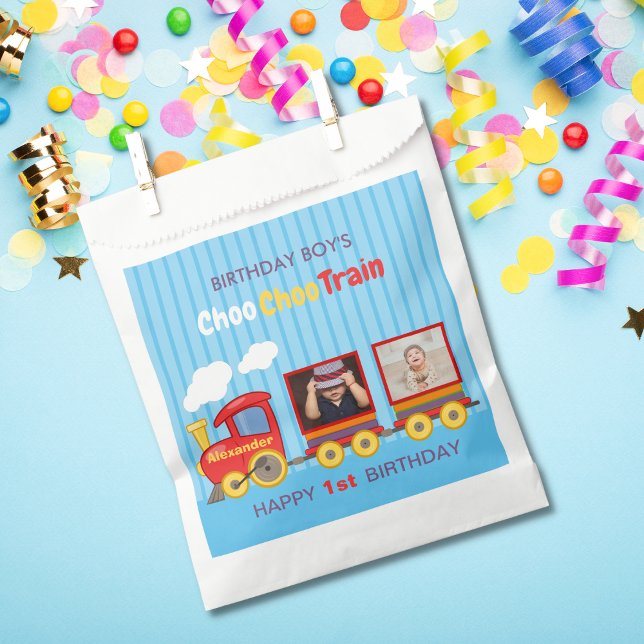 Bolsa De Papel Toy Train Toddler Boy Birthday Blue (Subido por el creador)