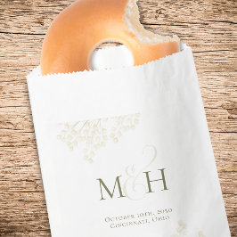 Bolsa De Papel Tratamiento elegante de Boda de monograma con guió